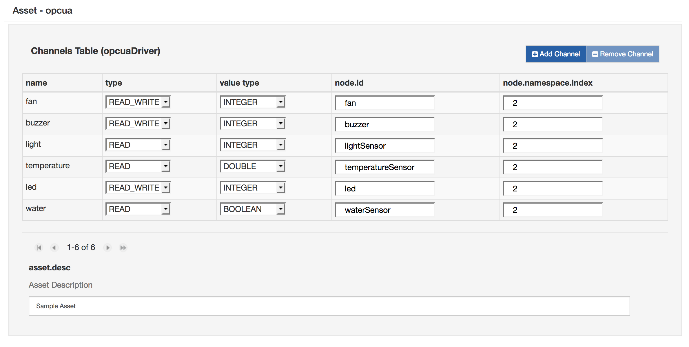 OPC-UA Example Configuration