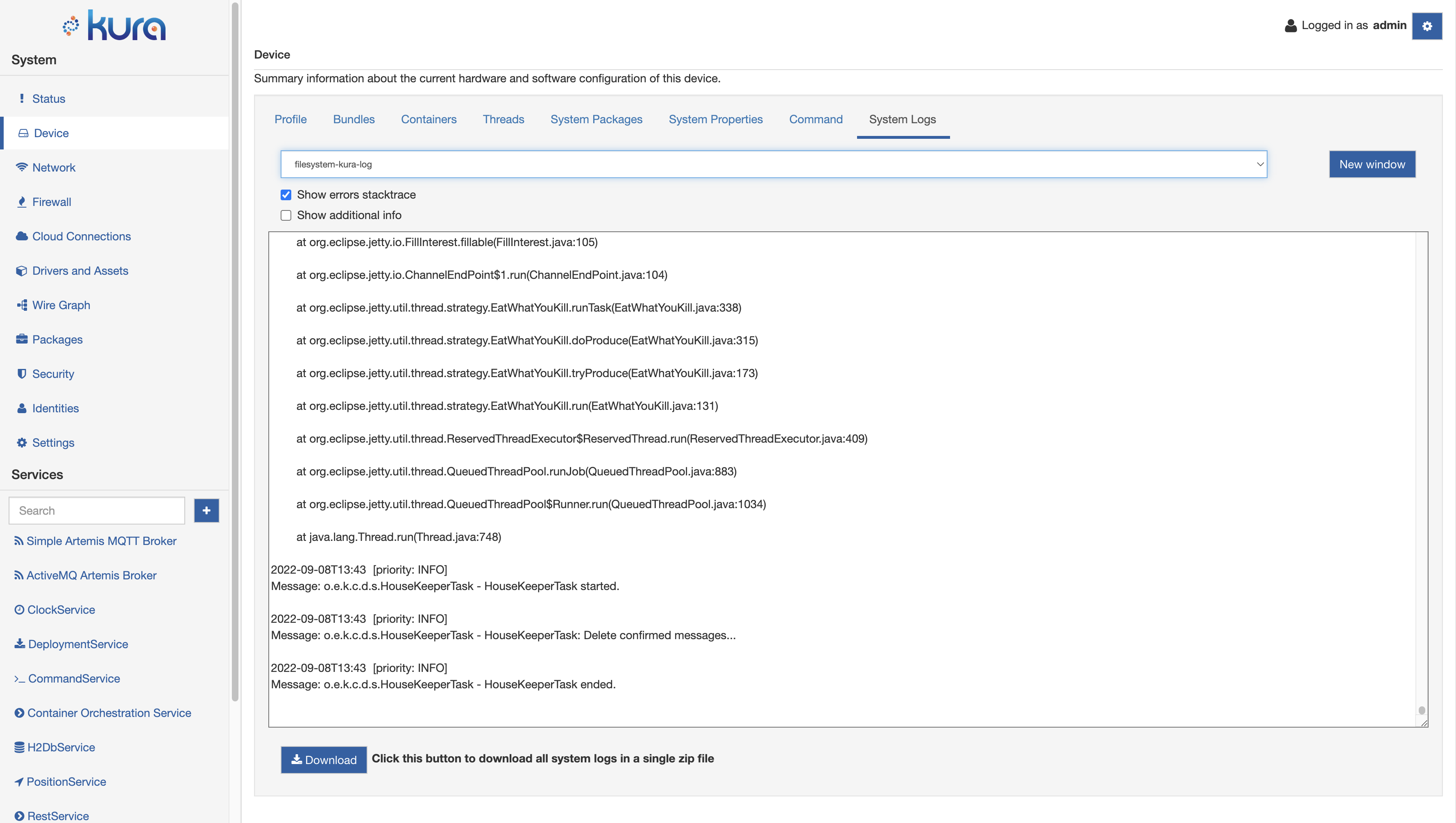 Device System Logs