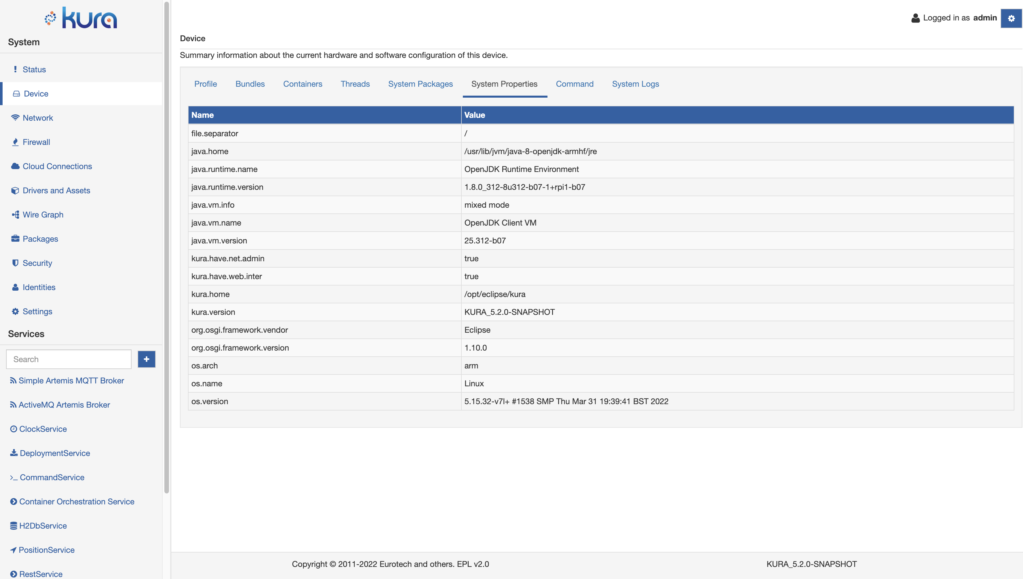 Device System Properties